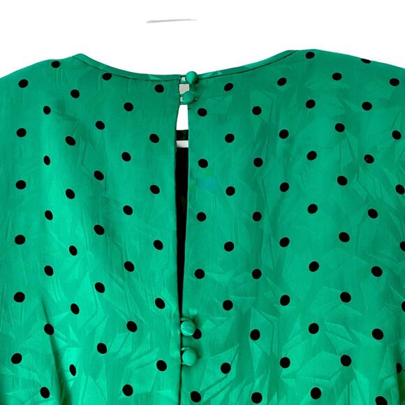 A.J. Bari Silk Green Sequin Polka Dot Dolman Sleeve Dress Petite 4 Vintage - Picture 7 of 9